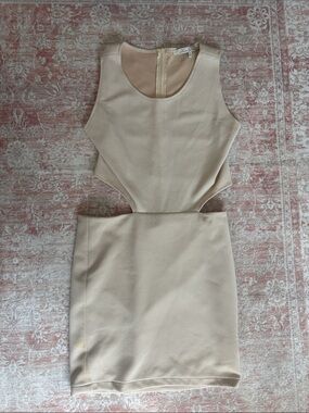 Beige Cutout Bodycon Dress - Unknown Brand